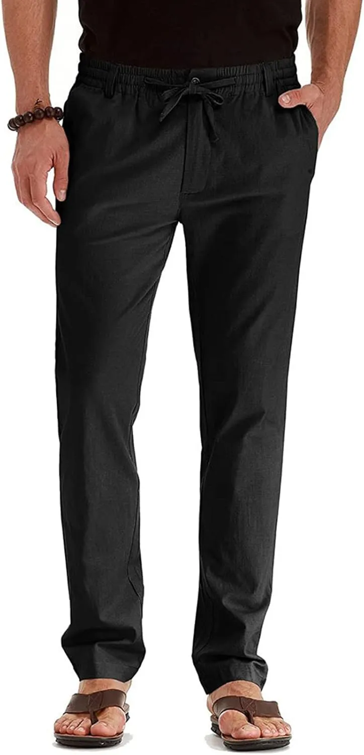 Mens Casual Pants Elastic Waist Drawstring Lounge Pants Lightweight Plus Size Straight Leg Atheltic Sweatpants with Pockets