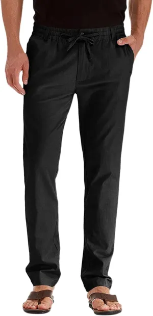 Mens Casual Pants Elastic Waist Drawstring Lounge Pants Lightweight Plus Size Straight Leg Atheltic Sweatpants with Pockets