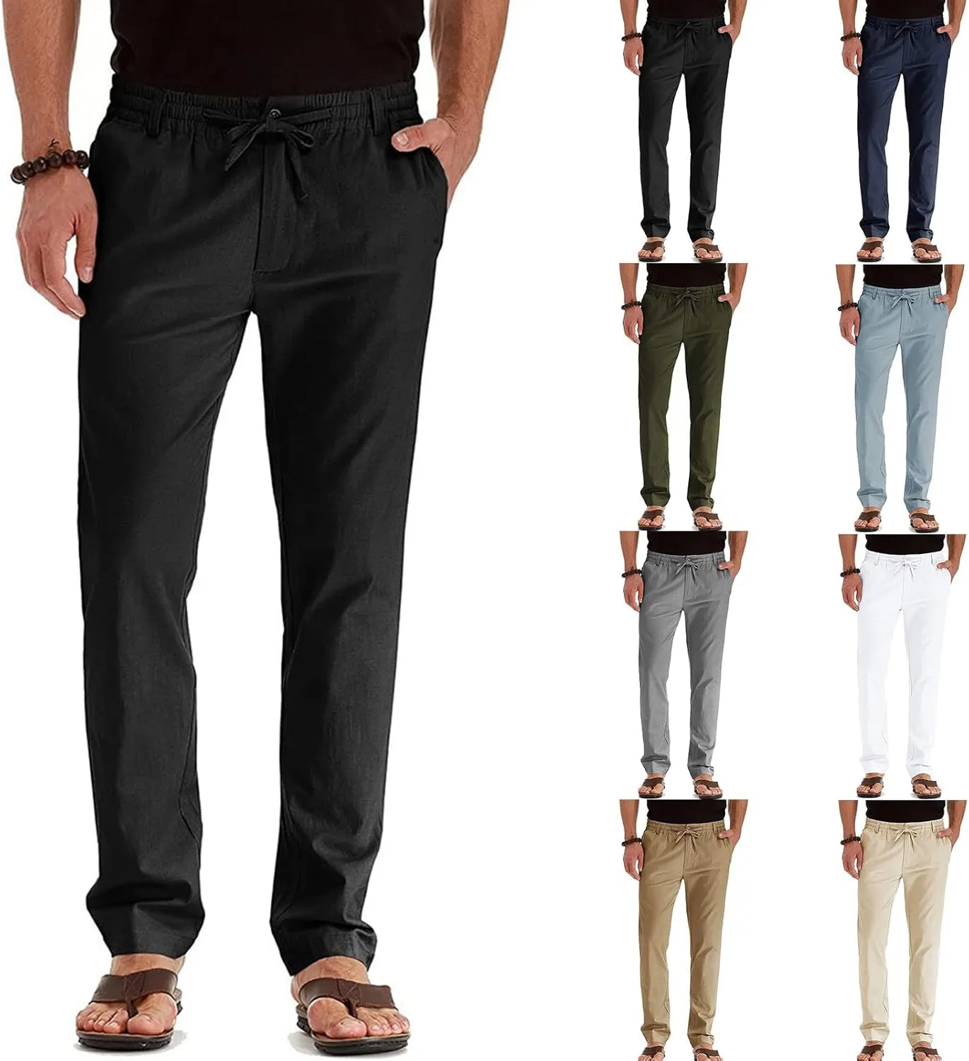 Mens Casual Pants Elastic Waist Drawstring Lounge Pants Lightweight Plus Size Straight Leg Atheltic Sweatpants with Pockets