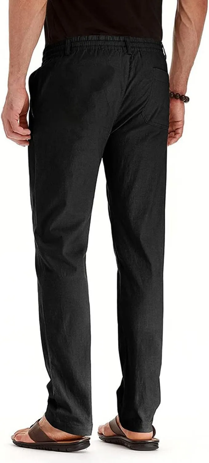 Mens Casual Pants Elastic Waist Drawstring Lounge Pants Lightweight Plus Size Straight Leg Atheltic Sweatpants with Pockets