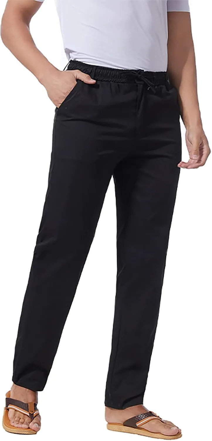Men's Chino Pants Casual Stretch Waist Tapered Trousers Slim Fit Dress Pants Casual Stretch Twill Pant with Pockets