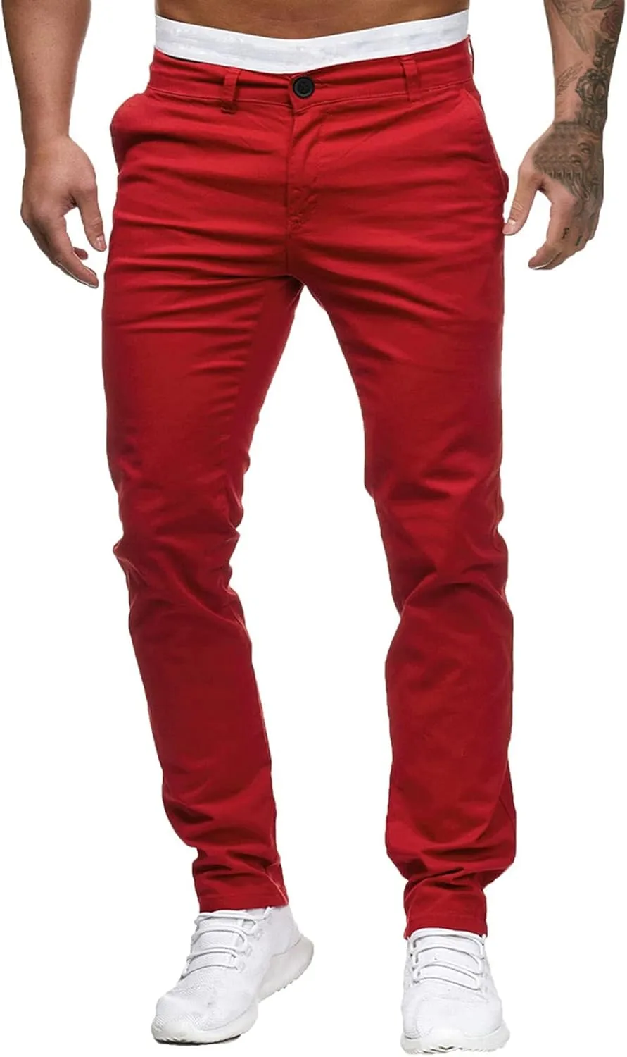 Mens Chinos Fashion Slim Fit Dress Pants Casual Business Work Skinny Stretch Golf Pants Comfort Flat Front Suit Pants Slacks