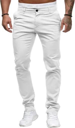 Men's Chinos Pants Slim Fit Stretchy Dress Pants Flat-Front Tapered Legs Slacks for Casual to Semi-Formal Occasions