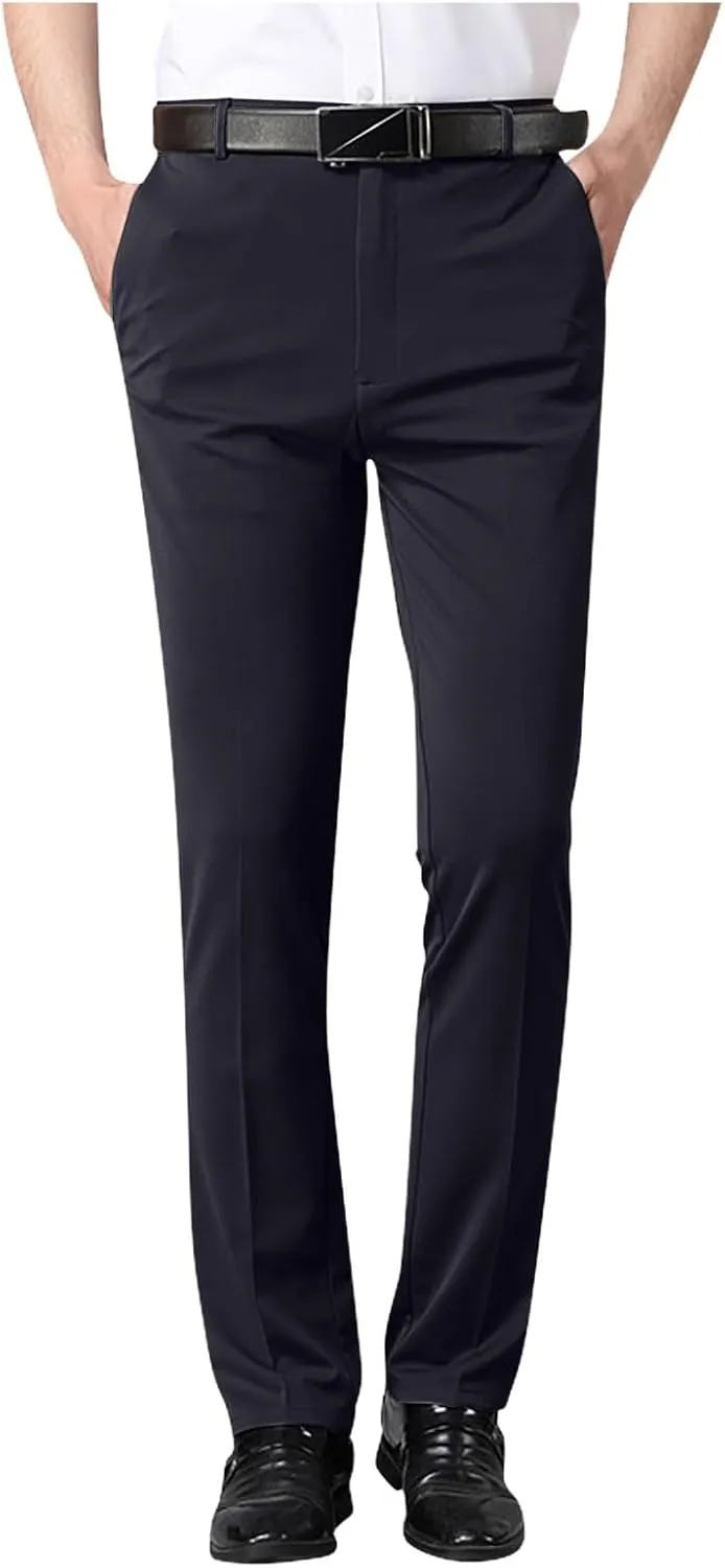 Mens Chinos Pants with Belt Slim Fit Casual Work Pants for Men with Pockets for Office and Daily Wear Slacks