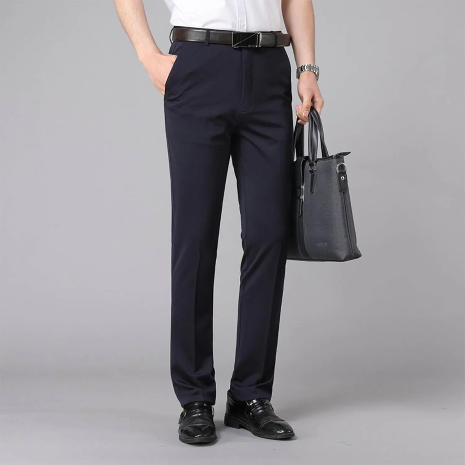 Mens Chinos Pants with Belt Slim Fit Casual Work Pants for Men with Pockets for Office and Daily Wear Slacks
