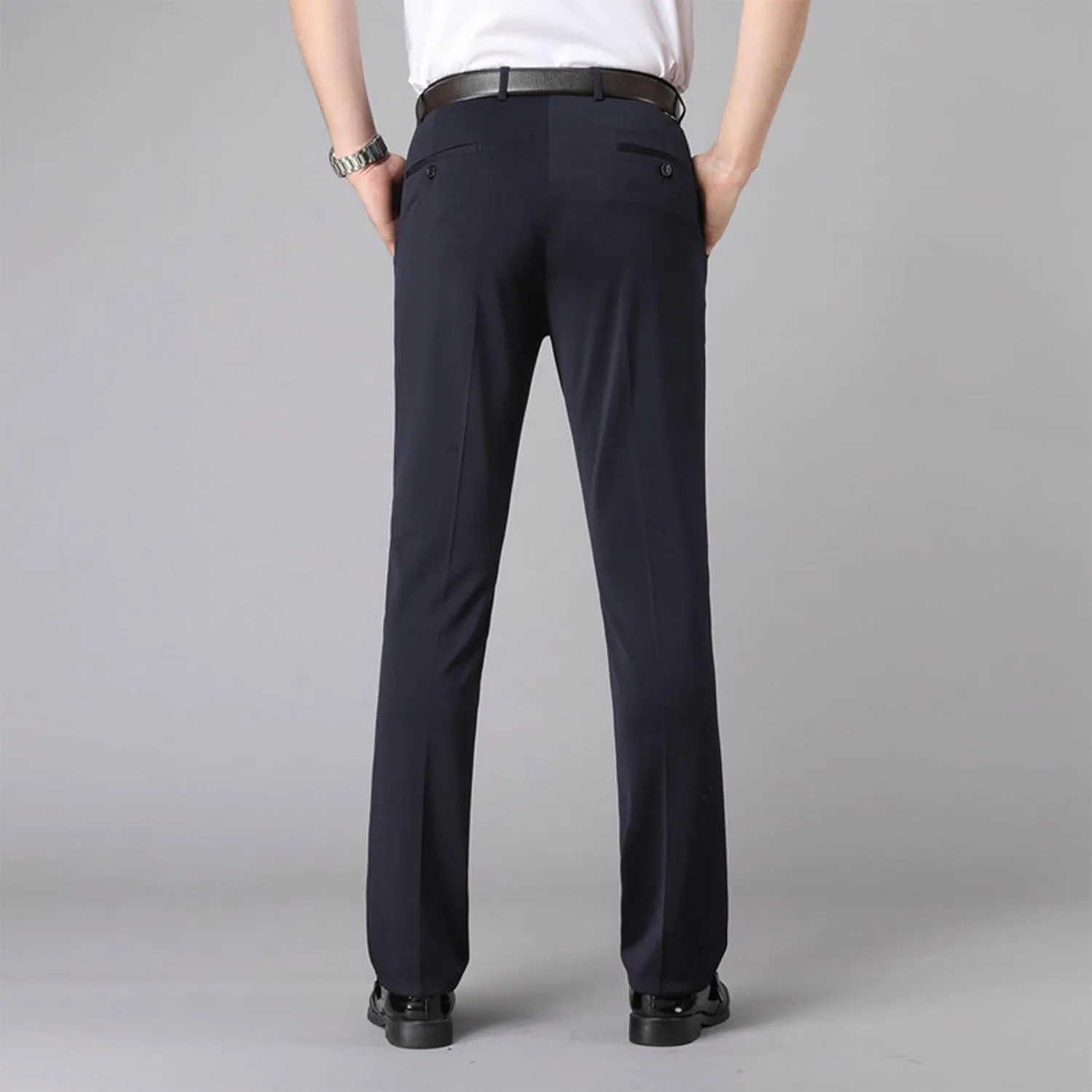 Mens Chinos Pants with Belt Slim Fit Casual Work Pants for Men with Pockets for Office and Daily Wear Slacks