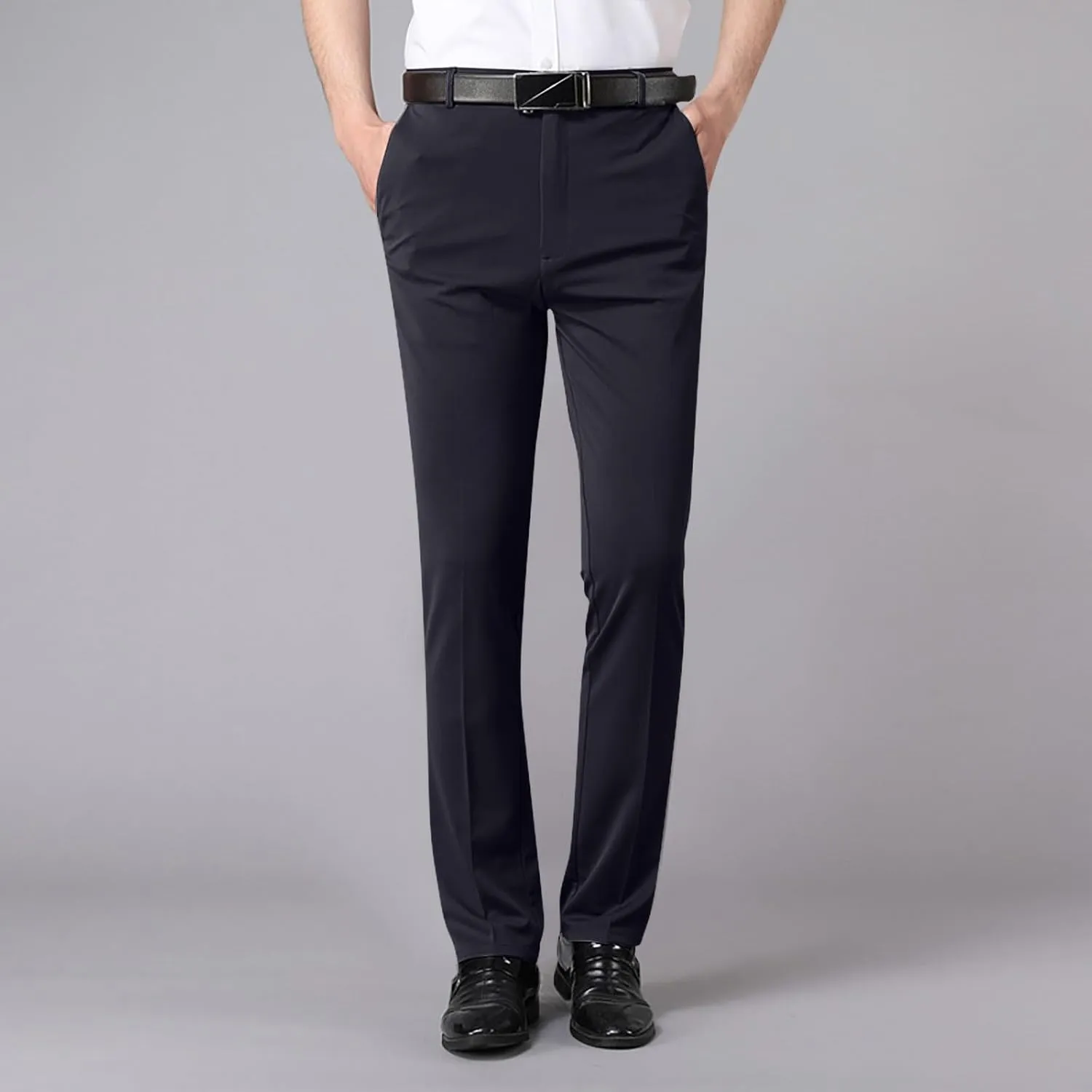 Mens Chinos Pants with Belt Slim Fit Casual Work Pants for Men with Pockets for Office and Daily Wear Slacks