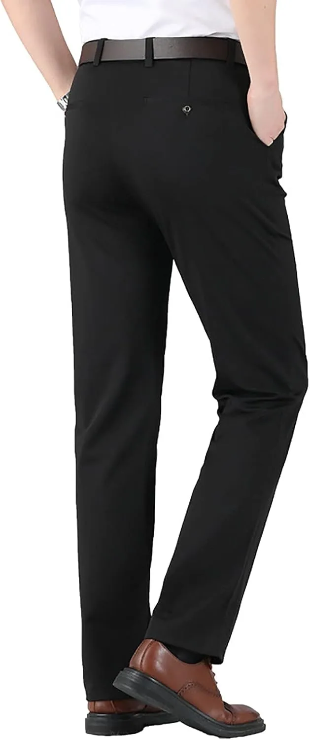 Mens Chinos Pants,Slim Fit Skinny Stretch Dress Pants Straight Leg Zipper Button Business Classic Dress Trousers