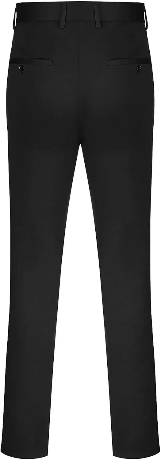 Mens Chinos Pants,Slim Fit Skinny Stretch Dress Pants Straight Leg Zipper Button Business Classic Dress Trousers