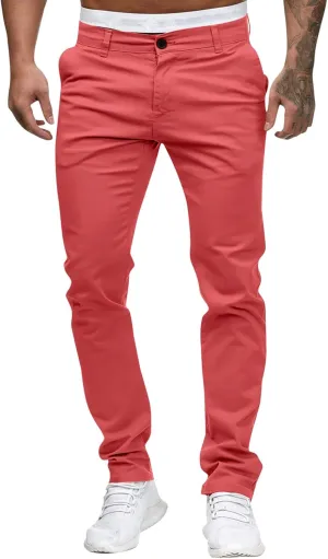 Mens Chinos Slim Fit Pants Flat Front Skinny Straight Leg Dress Pants Stretch Lightweight Comfy Casual Trousers with Pockets