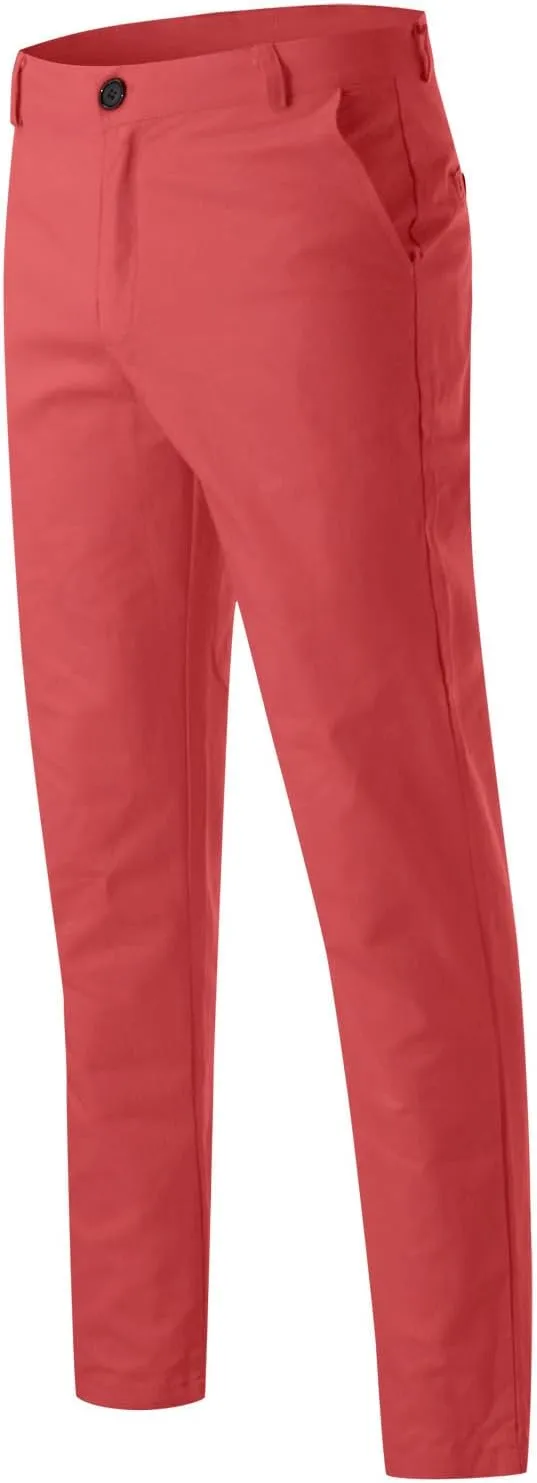 Mens Chinos Slim Fit Pants Flat Front Skinny Straight Leg Dress Pants Stretch Lightweight Comfy Casual Trousers with Pockets