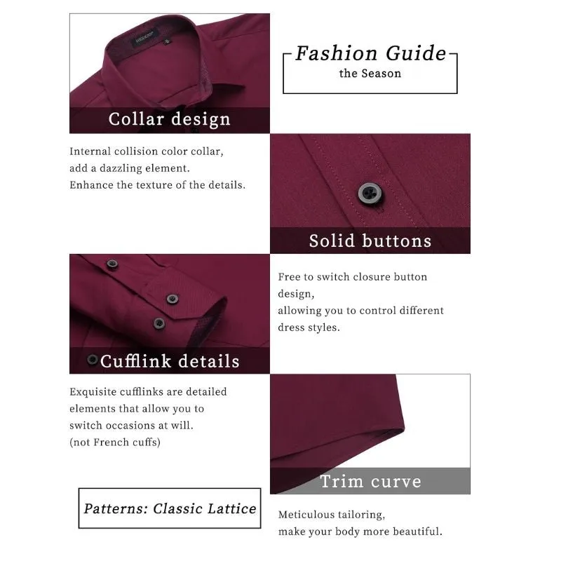 Men's Classic Style Dress Shirt with Pocket - BURGUNDY
