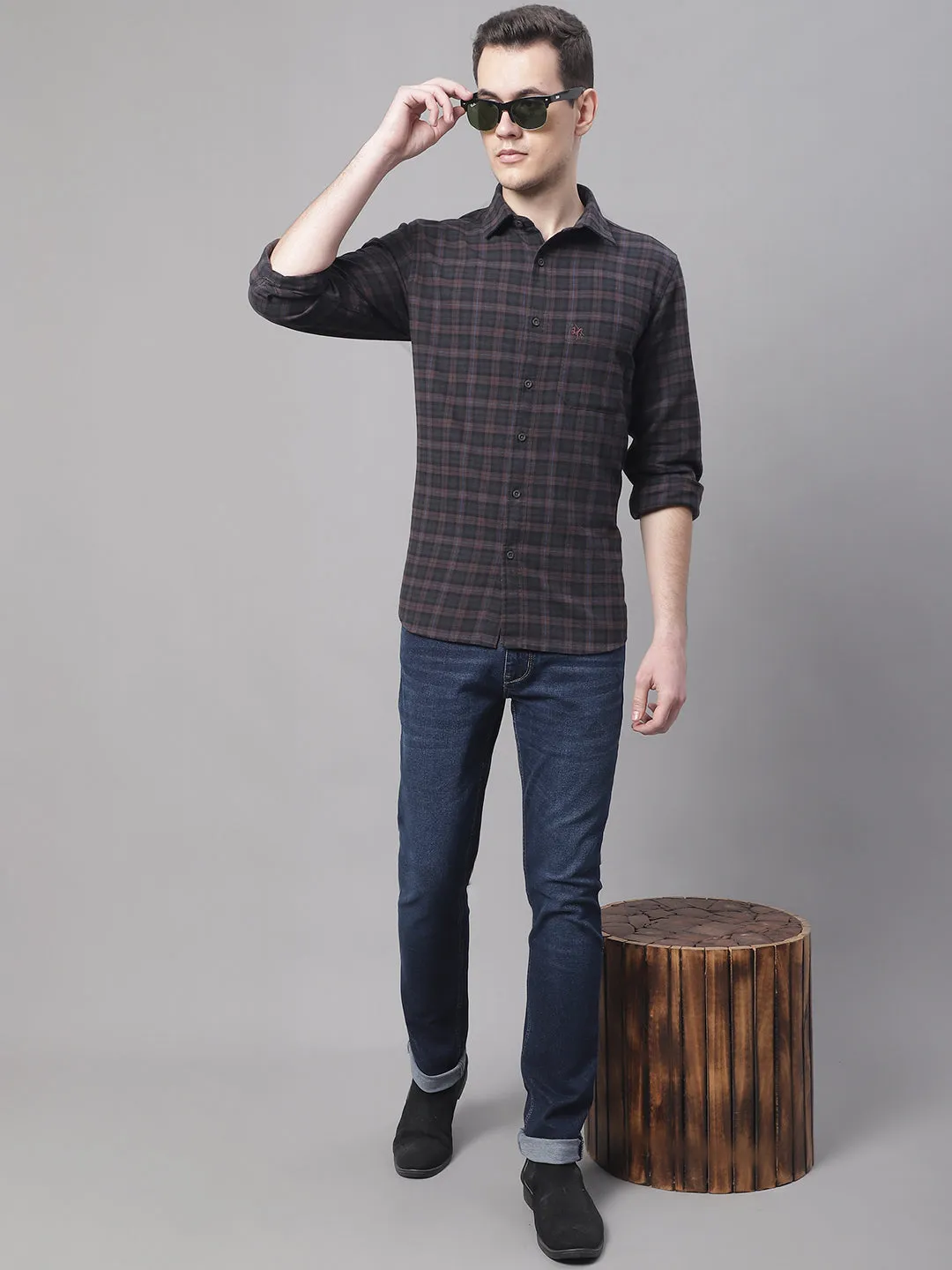 Men's Coffee Brown Casual Big Checks Full Sleeve Shirt