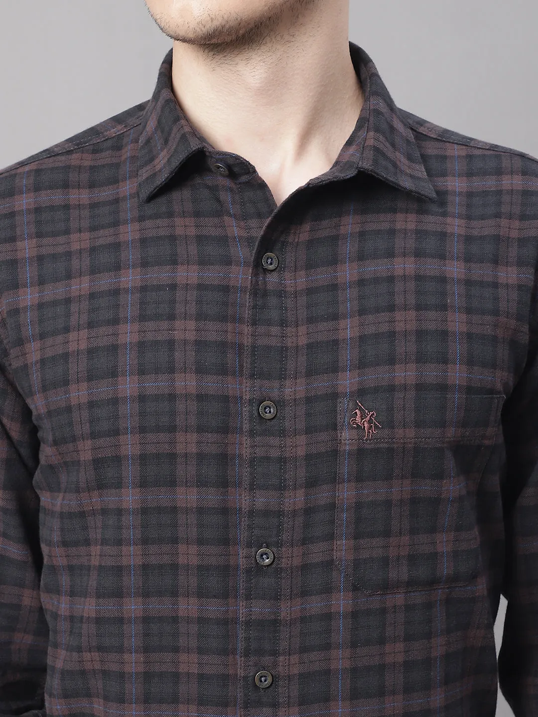 Men's Coffee Brown Casual Big Checks Full Sleeve Shirt