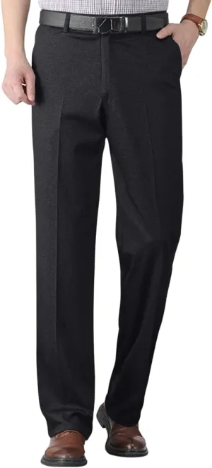 Mens Dress Pants Flat Front Business Casual Golf Pants Vintage Lightweight Office Dressy Pants with Pockets