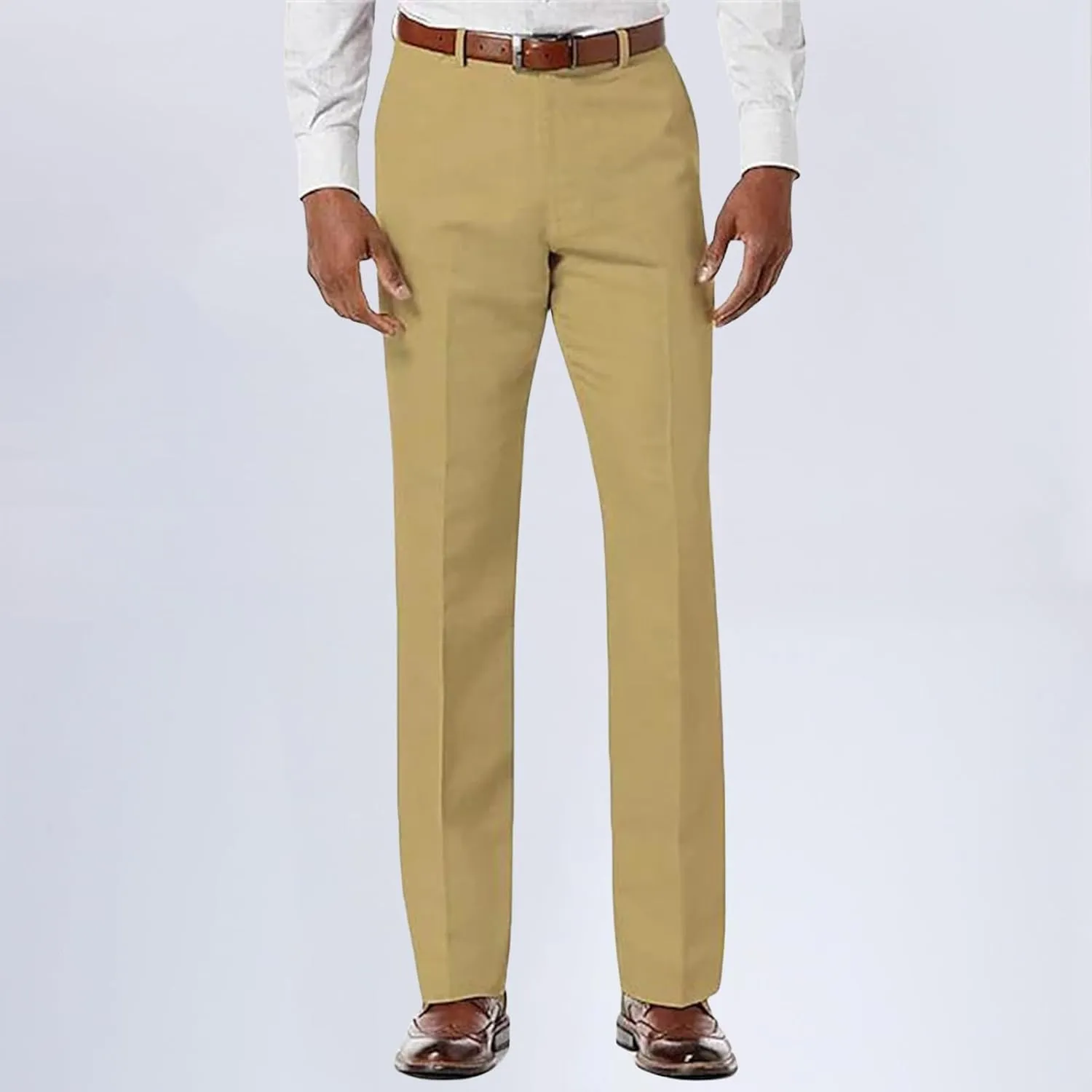 Mens Front Flat Casual Dress Pants Slim Fit Suit Pants Comfy Classic Stretch Chino Pants Business Work Trousers for Men