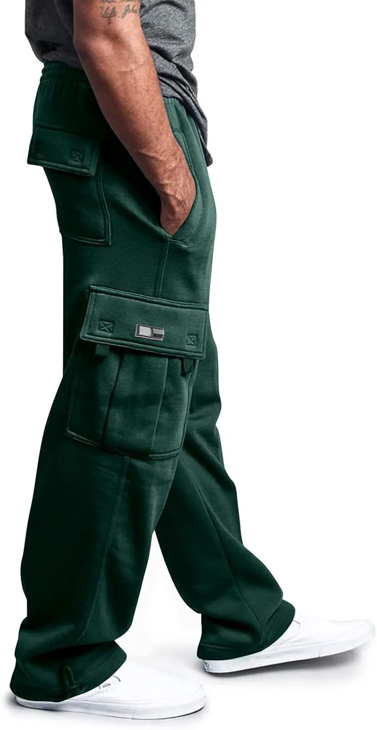 Men's Hip-Hop Pants Autumn and Winter Casual Solid Color Sports Pants with Cuffs, Fitness Pants with Pockets