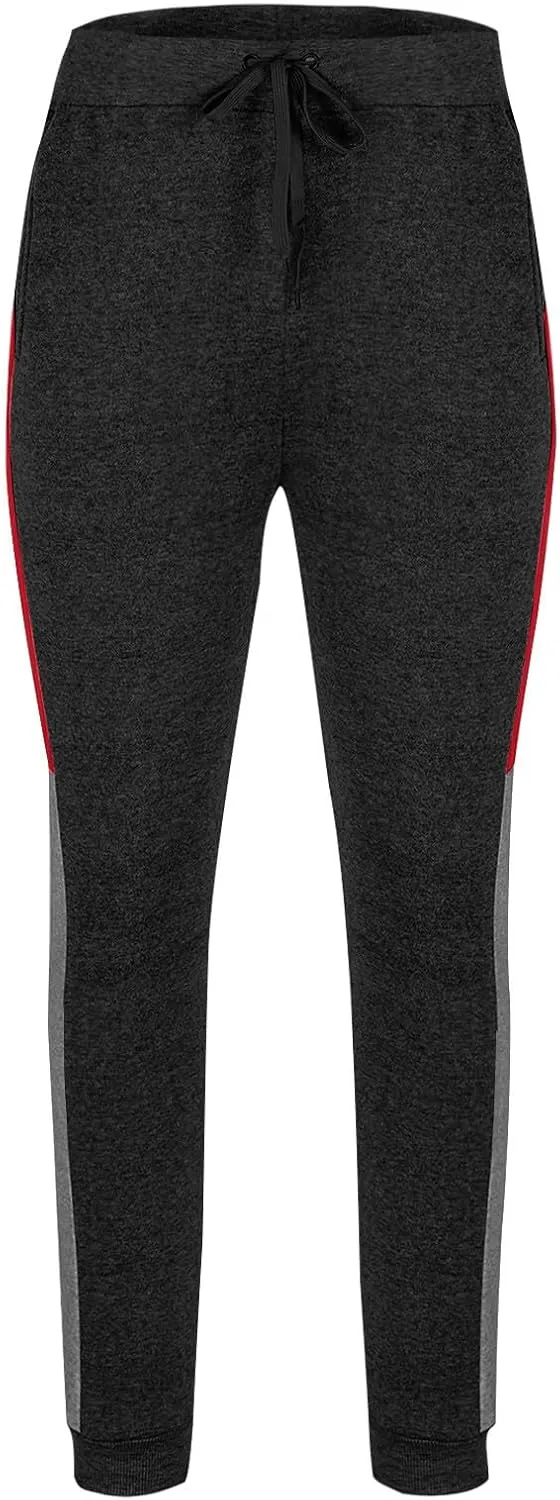 Mens Lightweight Gym Jogger Pants, Men Workout Sweatpants with Side Striped Drawstring Sweat Pants Slim Fit Joggers