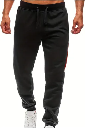 Mens Lightweight Gym Jogger Pants, Men Workout Sweatpants with Side Striped Drawstring Sweat Pants Slim Fit Joggers