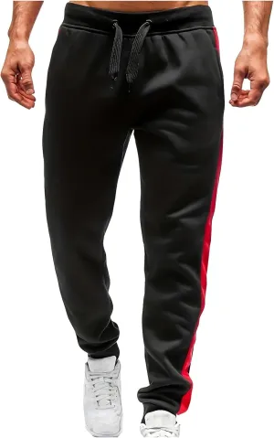 Mens Lightweight Gym Jogger Pants, Men Workout Sweatpants with Side Striped Drawstring Sweat Pants Slim Fit Joggers