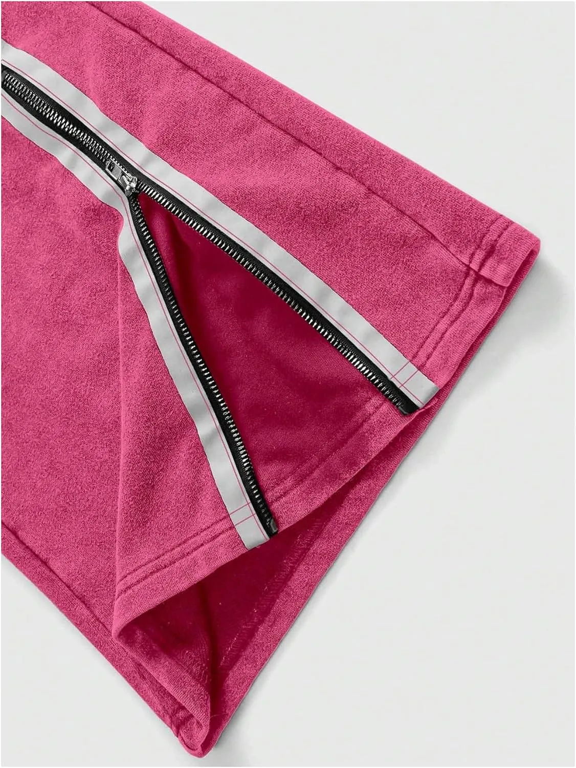 Men's Side Stripe Sweatpants Zipper Design Jogger Pants Drawstring Waist Wide Leg Trousers