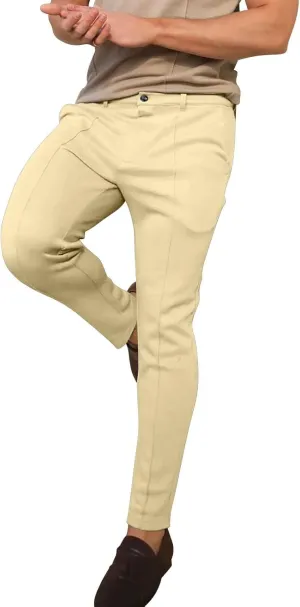 Mens Slim Fit Stretch Dress Pants Flat-Front Skinny Trousers Wrinkle-Fress Comfort Chino Pants for Business Work
