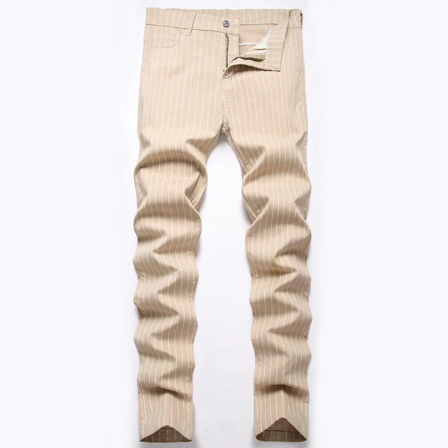 Men's Slim Fit Stretch Plaid Dress Pants Regular Fit Casual Flat-Front Skinny Pencil Pants Business Fashion Chinos Trousers