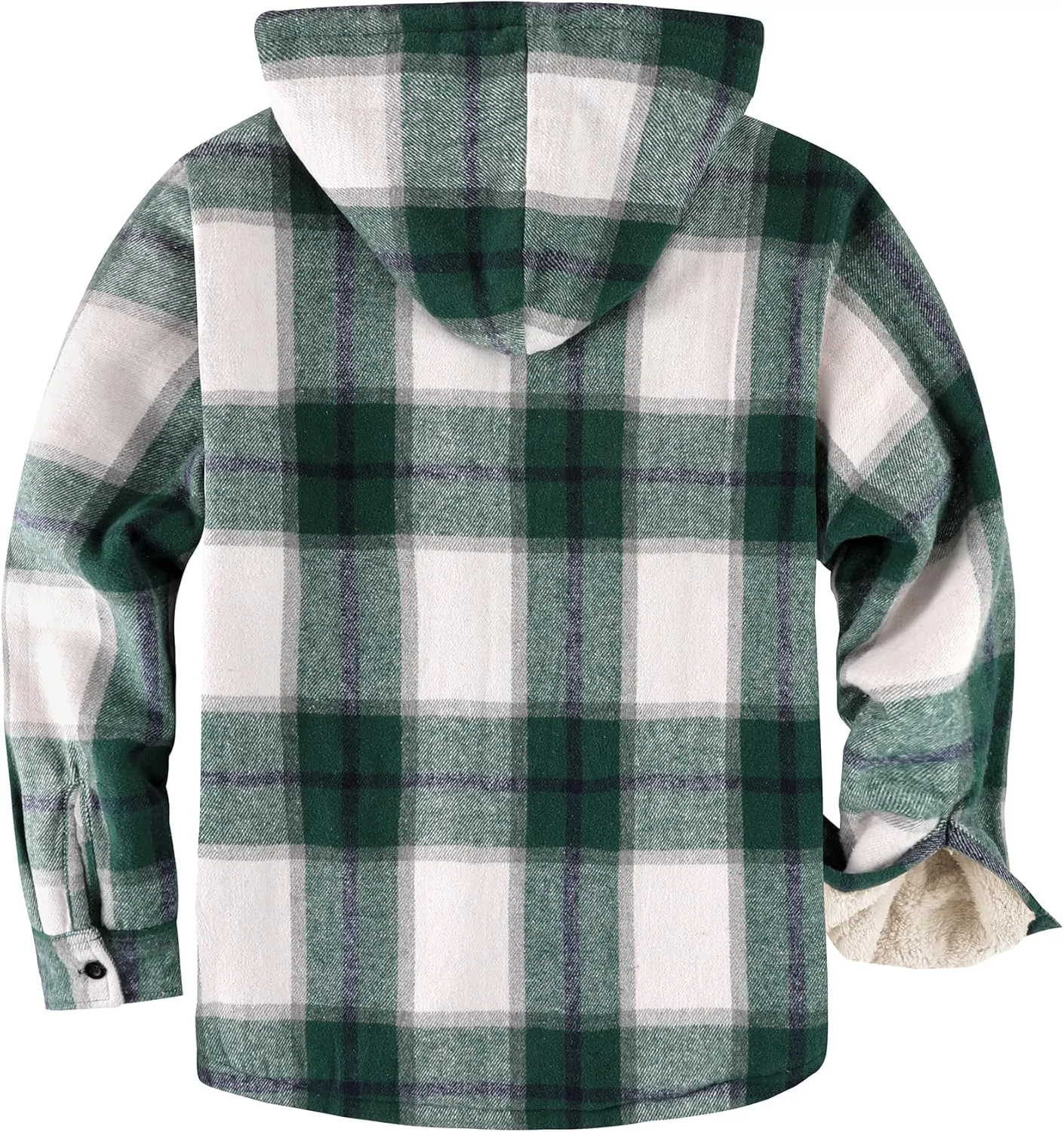 Men's Thick Fleece Plaid Jacket Flannel Shirts Sherpa Lined Full Zip Up Hoodie Winter Coat with Pockets