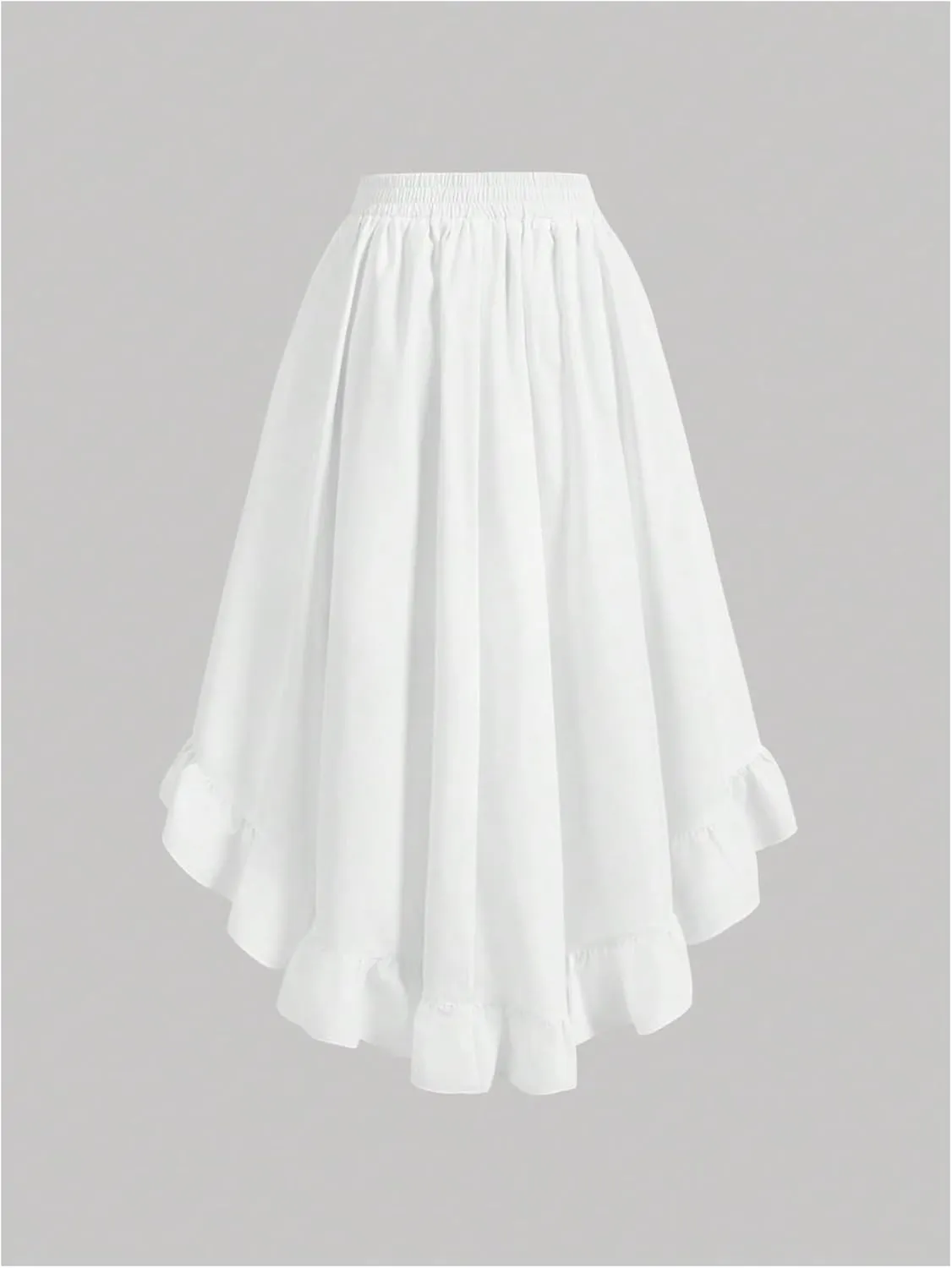 Milumia Women's Asymmetrical Ruffle Hem Skirt Elastic High Waisted High Low Long Skirts