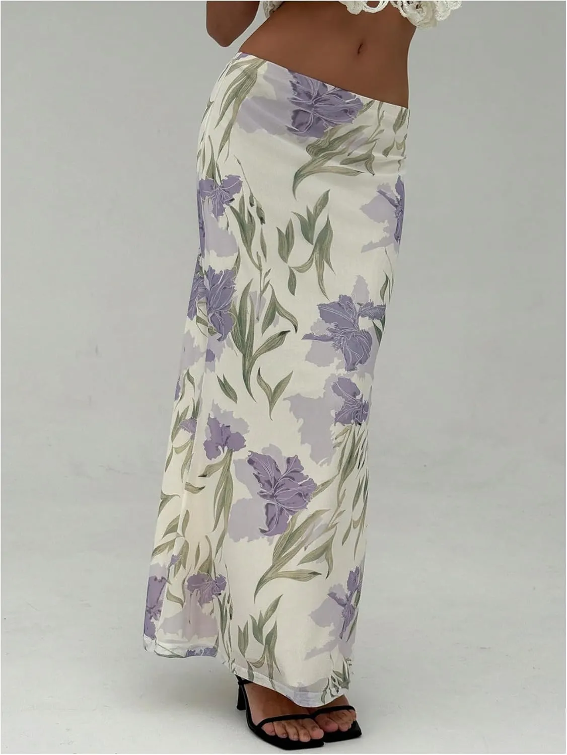 Milumia Women's Boho Floral Bodycon Long Skirt Low Waist Vacation Fishtail Maxi Skirts