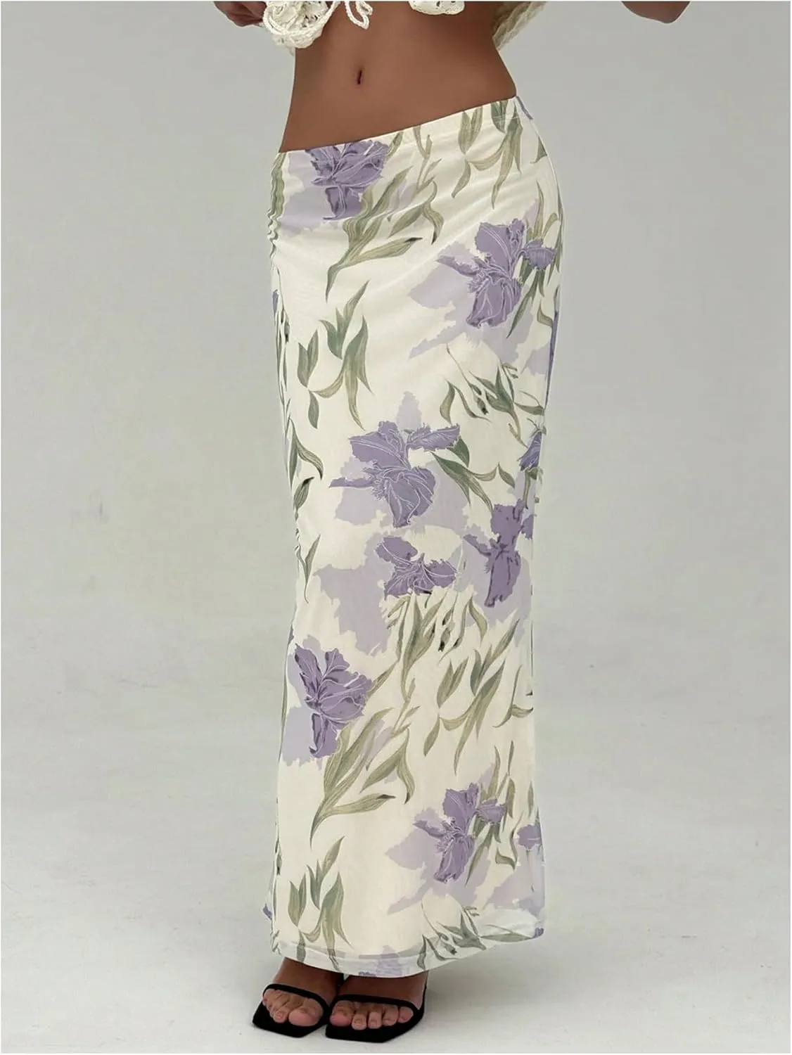 Milumia Women's Boho Floral Bodycon Long Skirt Low Waist Vacation Fishtail Maxi Skirts