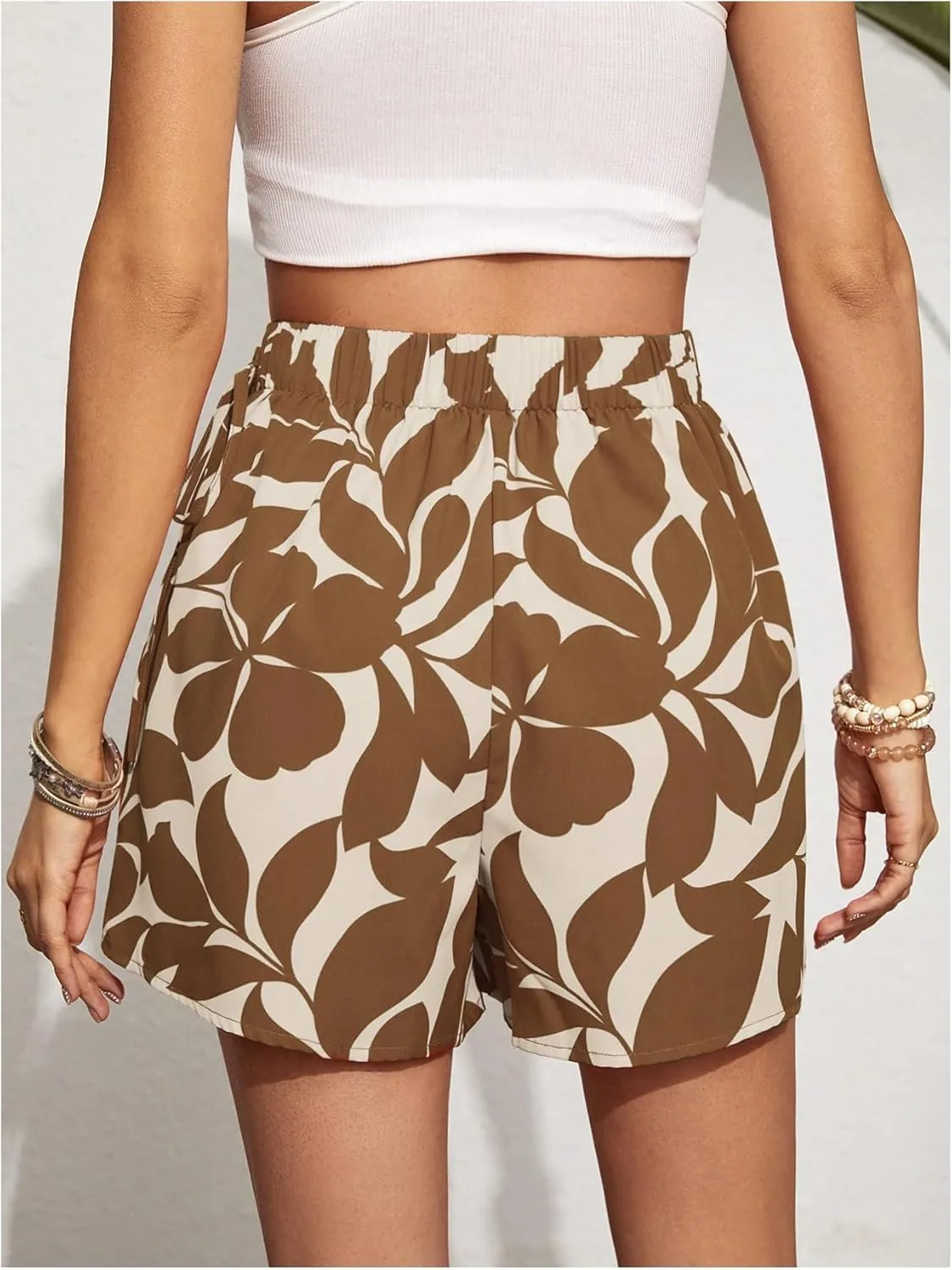 Milumia Women's Boho Floral Print High Waist Wrap Skorts Tie Knot Shorts