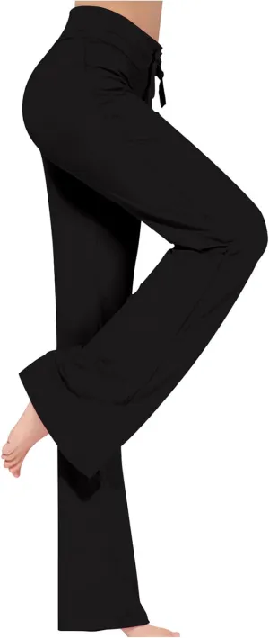 Modal Wide Leg Pants for Women Loose Fit Bootleg High Waisted Lounge Pants Casual Yoga Pilates Meditation Trousers