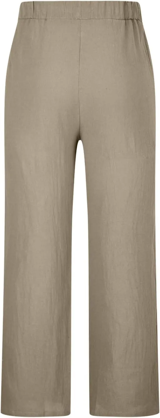 Muscularfit Mens Pants Casual Relaxed Fit Cotton Linen Tie Dye Print Drawstring Trousers Loose Fit Elastic Waist Solid Pant
