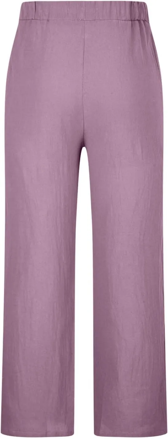 Muscularfit Mens Pants Casual Relaxed Fit Cotton Linen Tie Dye Print Drawstring Trousers Loose Fit Elastic Waist Solid Pant