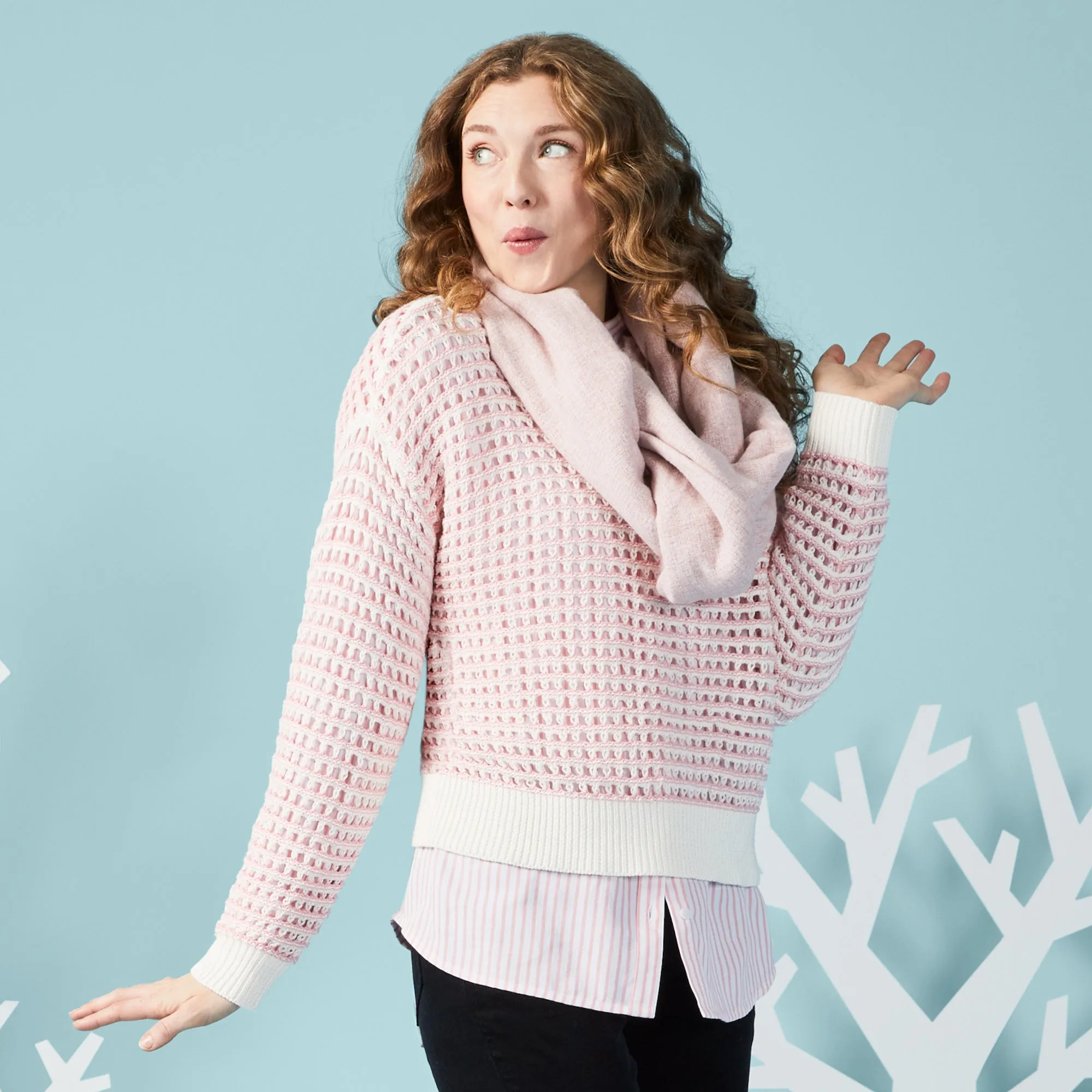 mySTYLE Women's Two Tone Mesh Sweater