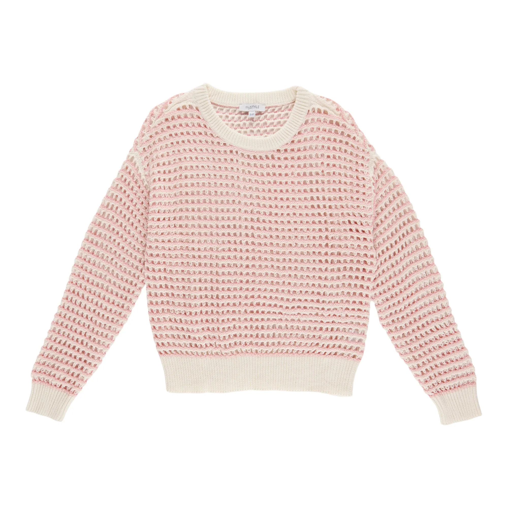 mySTYLE Women's Two Tone Mesh Sweater