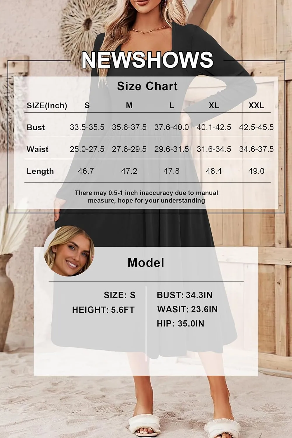 Newshows Women's Summer Square Neck Ribbed Knit Short/Long Sleeve A Line Flowy Midi Dress with Pockets