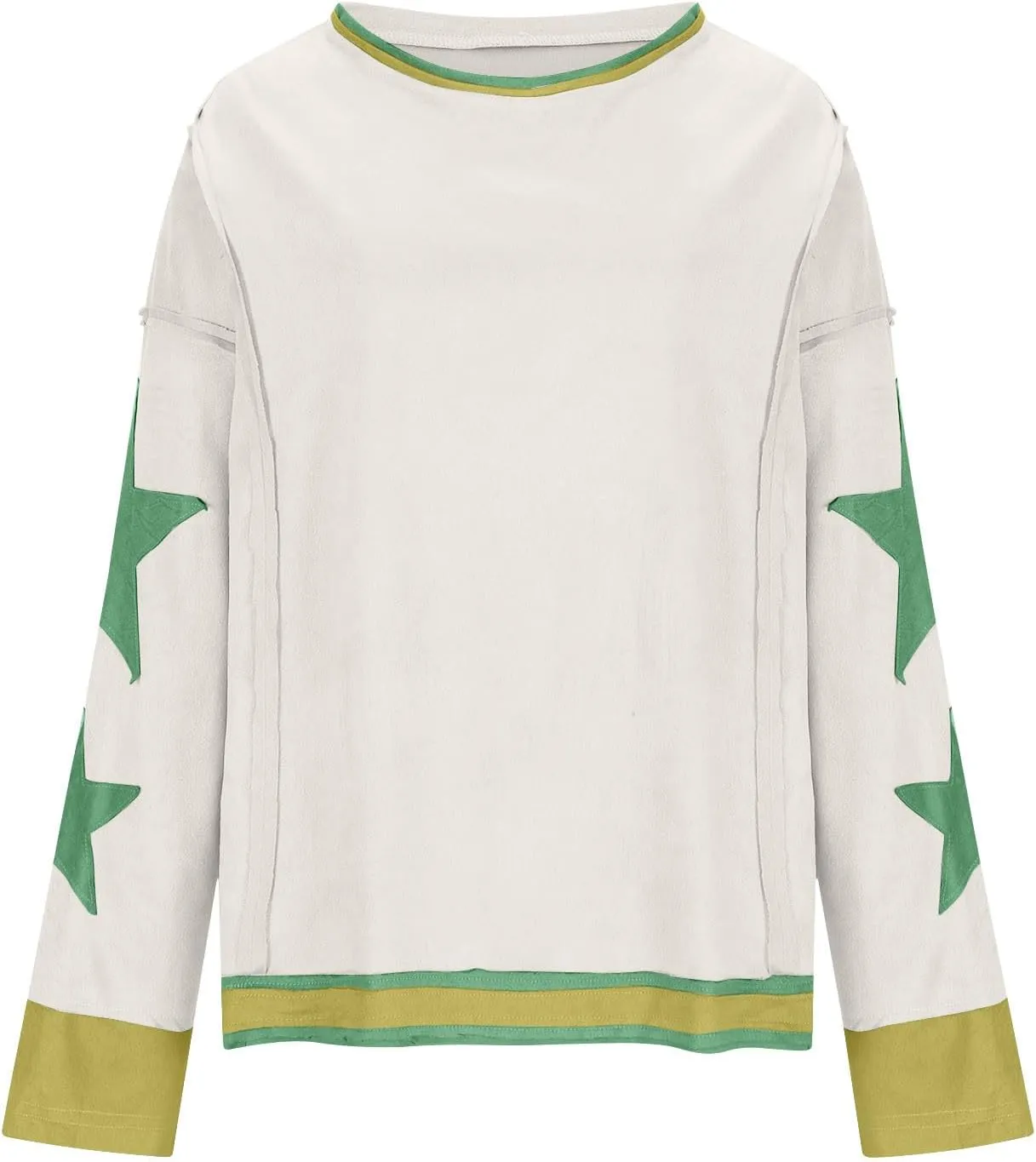 Oversized Sweatshirts For Women Crewneck Long Sleeve Casual Pullover Color Block Hoodie Tops Y2K Fall Clothes