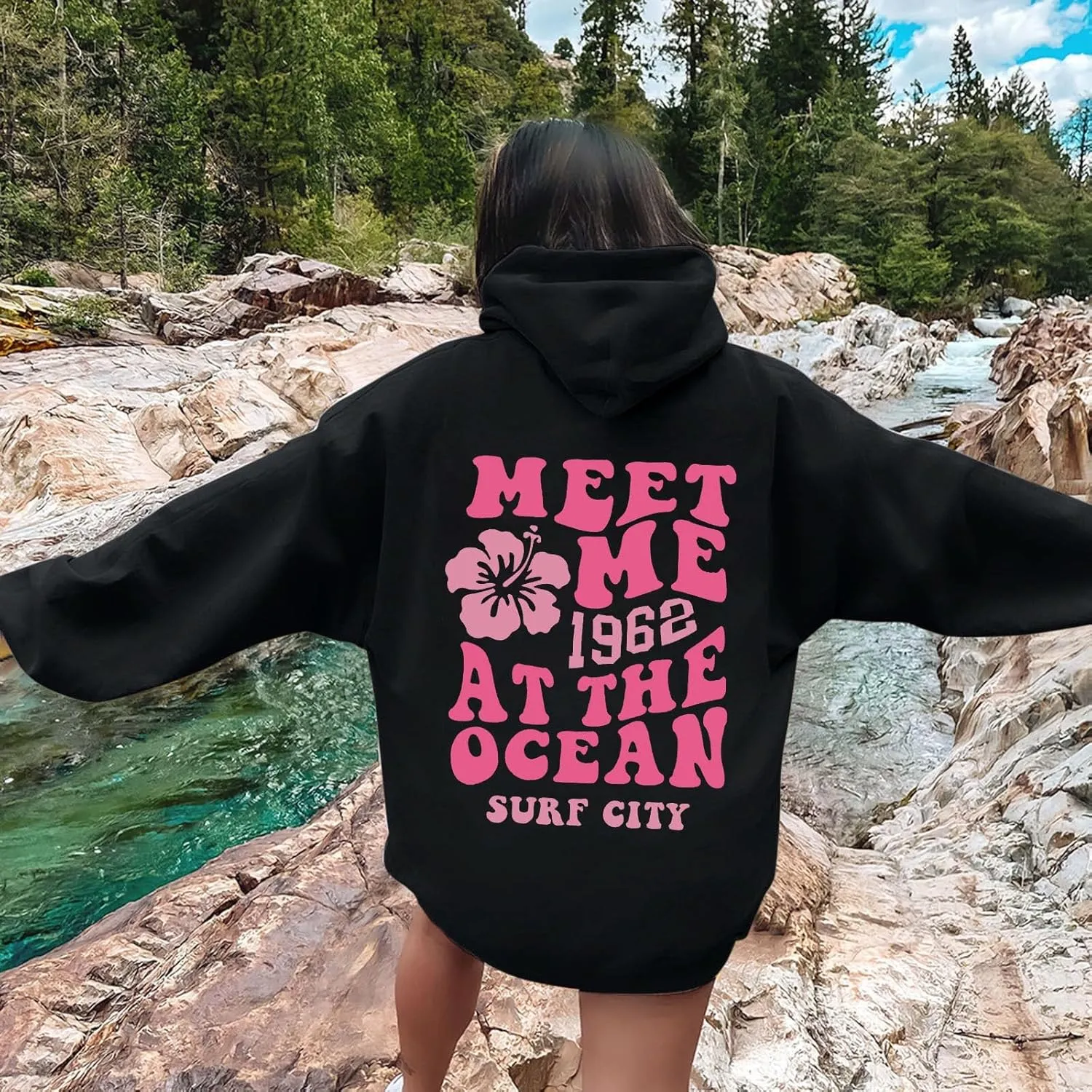 Palm Puff Hoodie for Women Oversized Preppy Sweatshirt Teen Girls Y2K Cute Graphic Long Sleeve Casual Pullover Top
