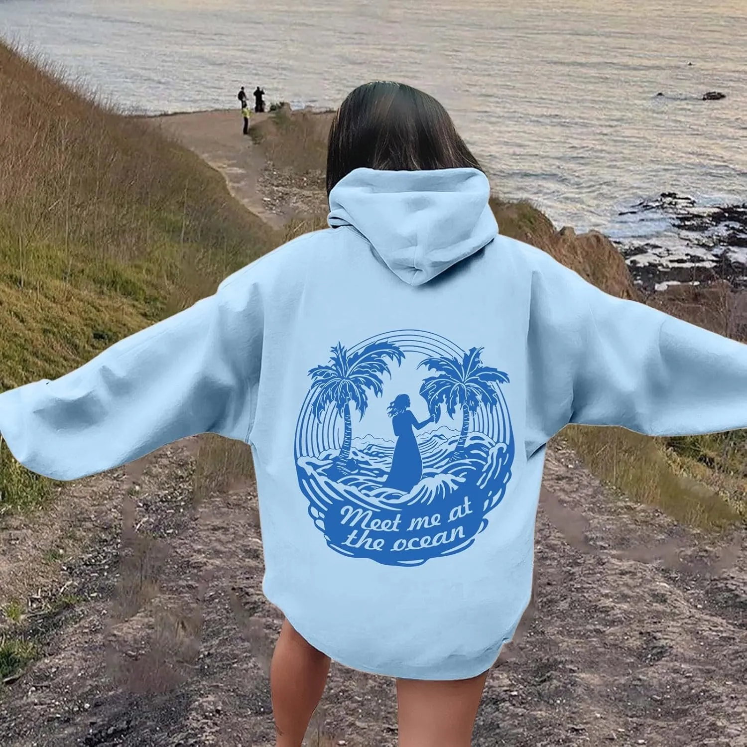 Palm Puff Hoodie for Women Oversized Preppy Sweatshirt Teen Girls Y2K Cute Graphic Long Sleeve Casual Pullover Top