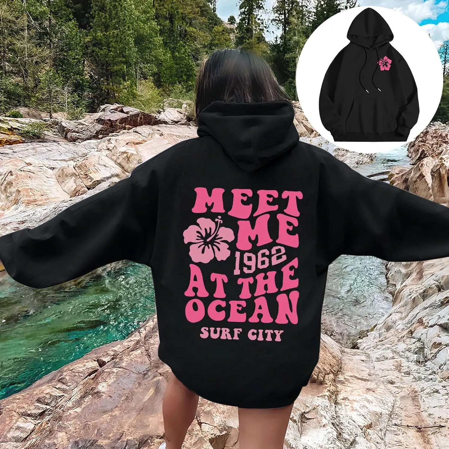 Palm Puff Hoodie for Women Oversized Preppy Sweatshirt Teen Girls Y2K Cute Graphic Long Sleeve Casual Pullover Top