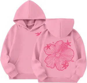 Palm Puff Hoodies For Kids Girls Cute Graphic Preppy Sweatshirt Teen Girls Oversized Y2K Hoodie Pullover with Pockets