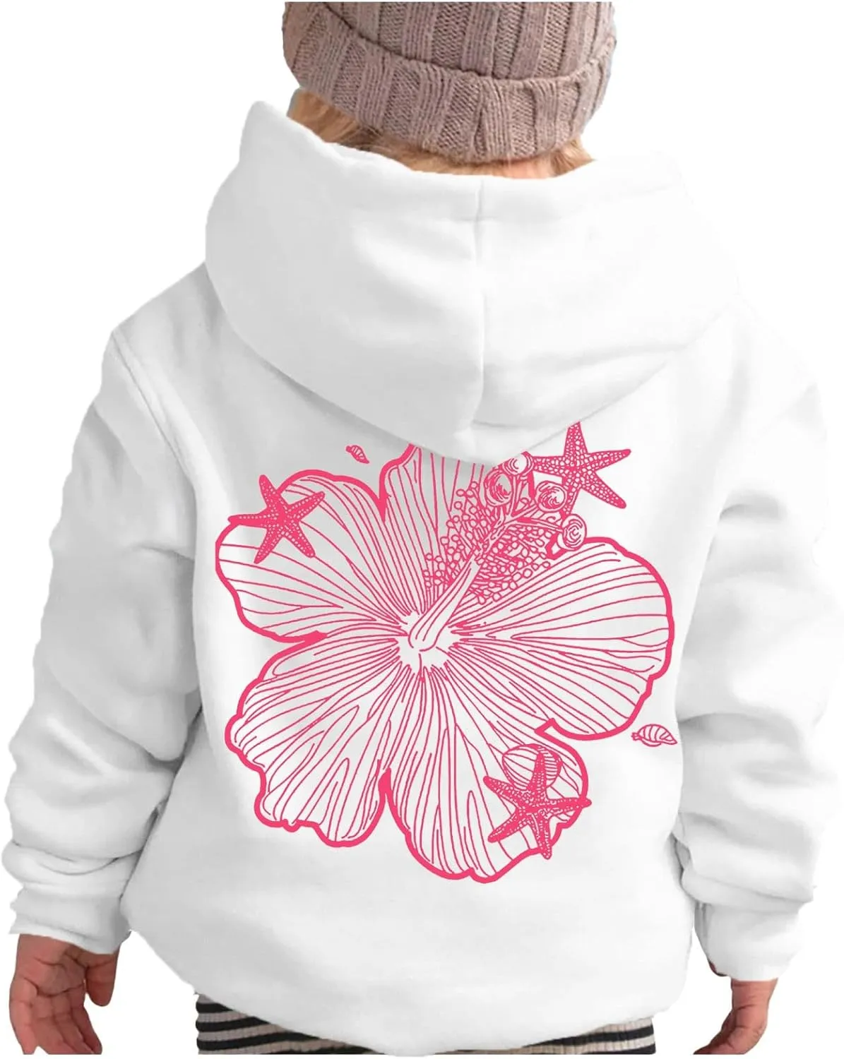 Palm Puff Hoodies For Kids Girls Cute Graphic Preppy Sweatshirt Teen Girls Oversized Y2K Hoodie Pullover with Pockets