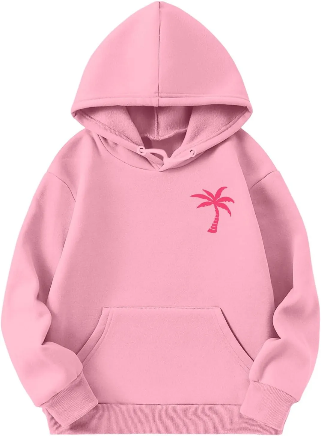 Palm Puff Hoodies For Kids Girls Cute Graphic Preppy Sweatshirt Teen Girls Oversized Y2K Hoodie Pullover with Pockets