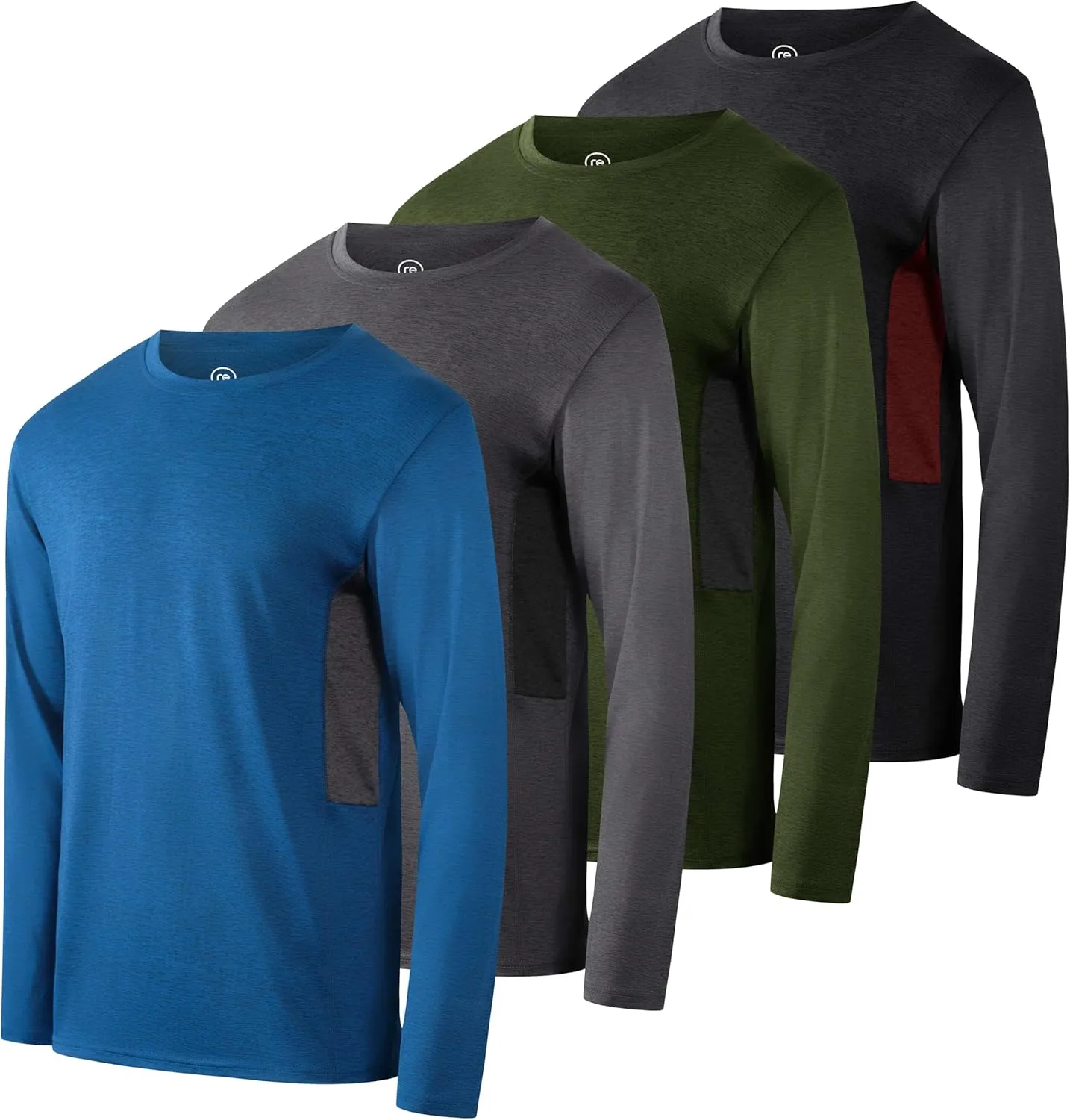 Real Essentials 4 Pack: Boys Youth Dry-Fit Moisture Wicking Active Athletic Performance Long-Sleeve T-Shirt