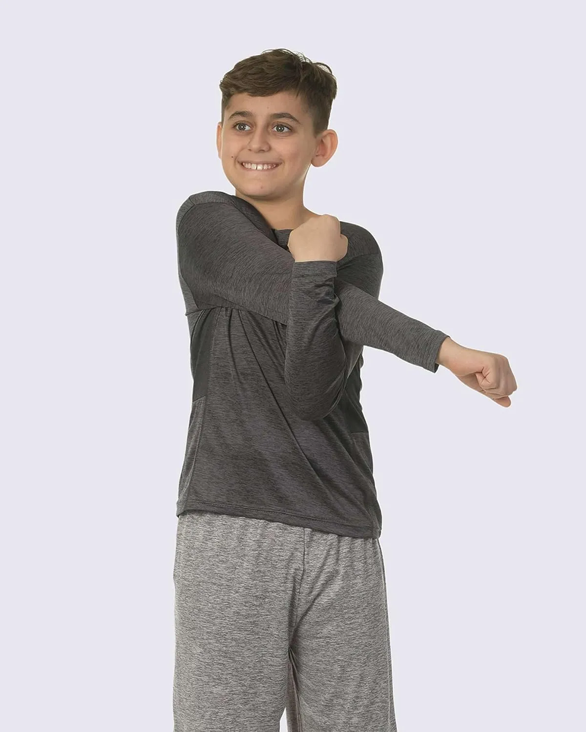 Real Essentials 4 Pack: Boys Youth Dry-Fit Moisture Wicking Active Athletic Performance Long-Sleeve T-Shirt
