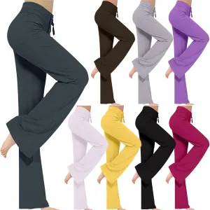 Ruziyoog Flared Yoga Pants for Women High Waist Stretchy Loose Casual Trousers Wide Leg Lounge Joggers Sweatpants