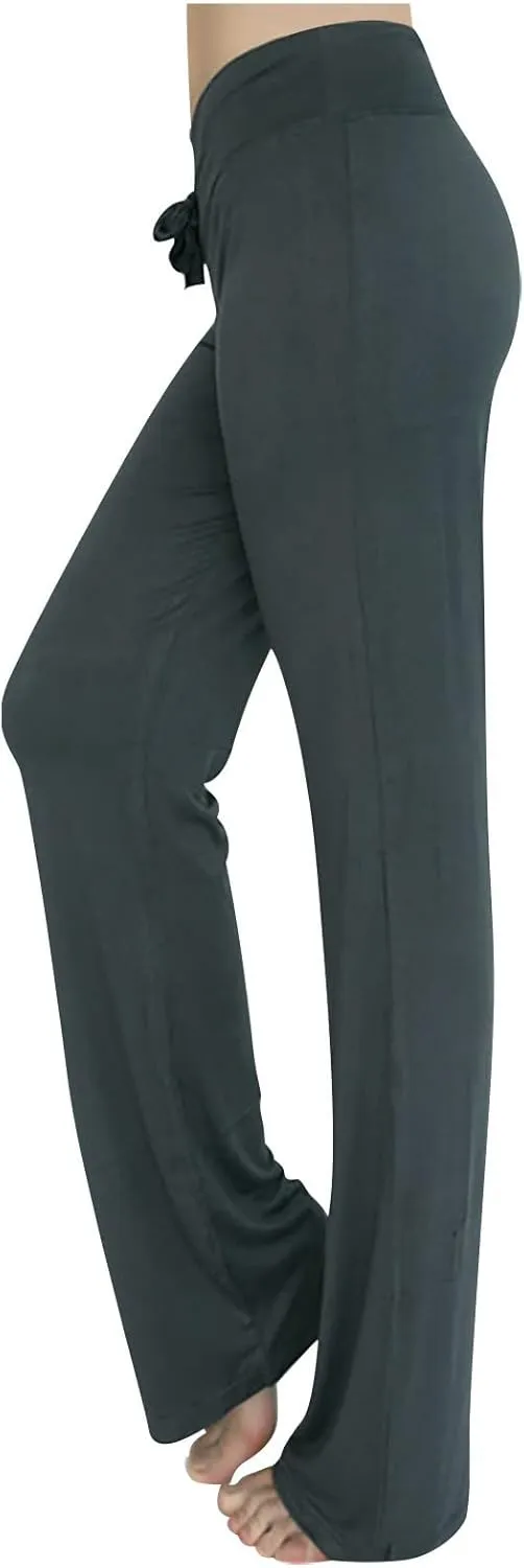 Ruziyoog Flared Yoga Pants for Women High Waist Stretchy Loose Casual Trousers Wide Leg Lounge Joggers Sweatpants