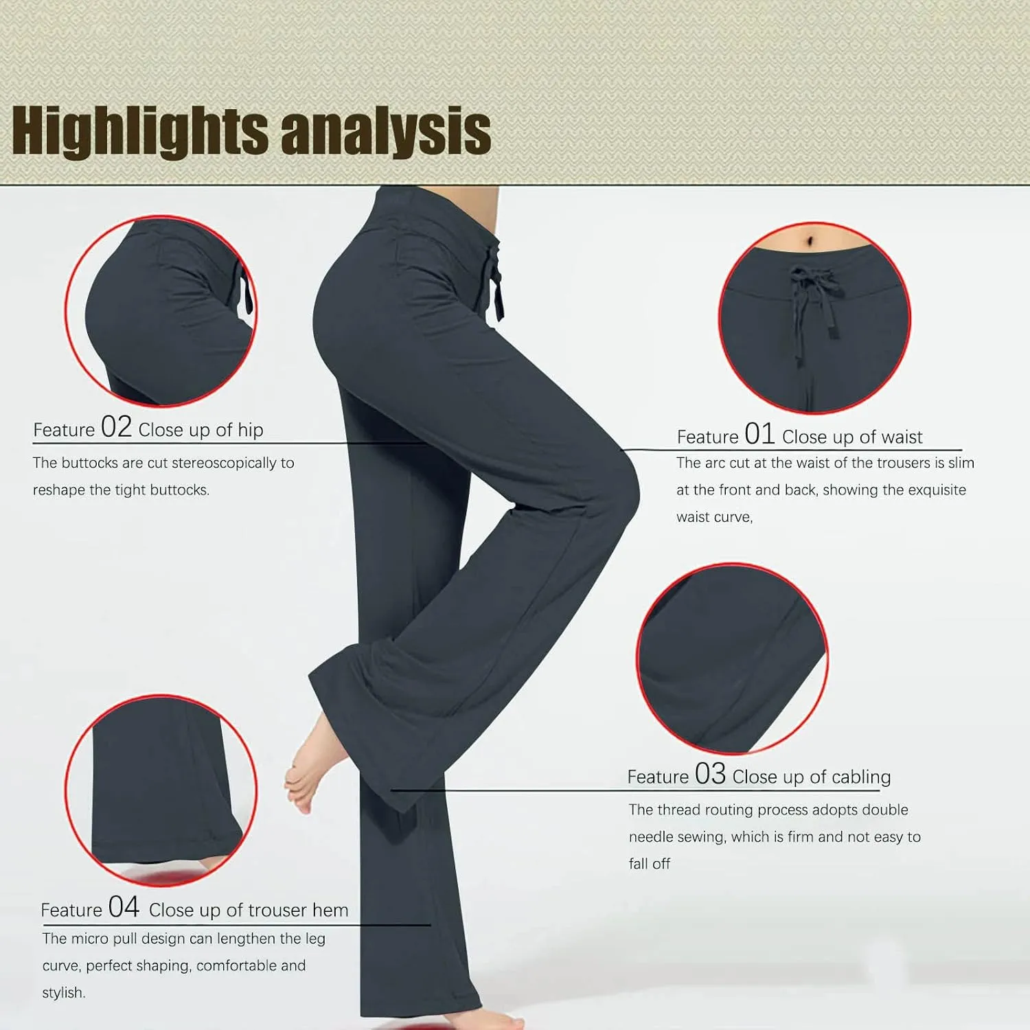 Ruziyoog Flared Yoga Pants for Women High Waist Stretchy Loose Casual Trousers Wide Leg Lounge Joggers Sweatpants